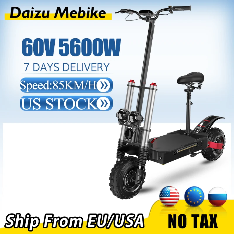 

No Vat Powerful Electric Scooter 5600W 60V Dual Motor With 80 km/h E Scooter patinete elétrico 11inch Off Road Electric Scooters