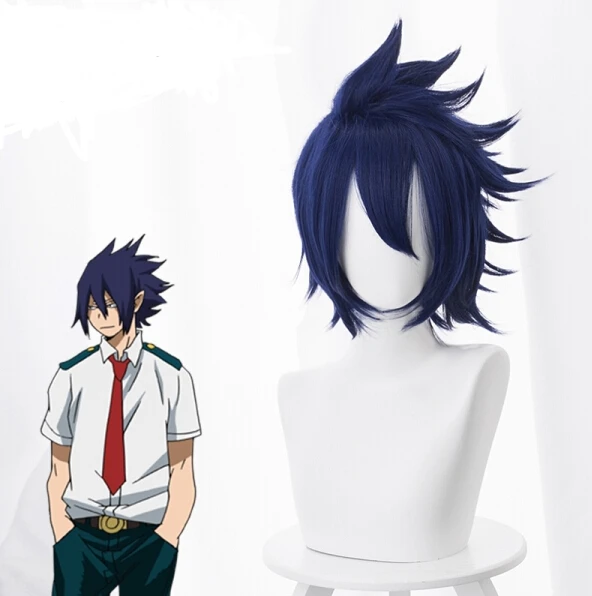 Парик Boku no Hero моя геройская Академия для косплея Amajiki Tamaki темно синий + шапочка