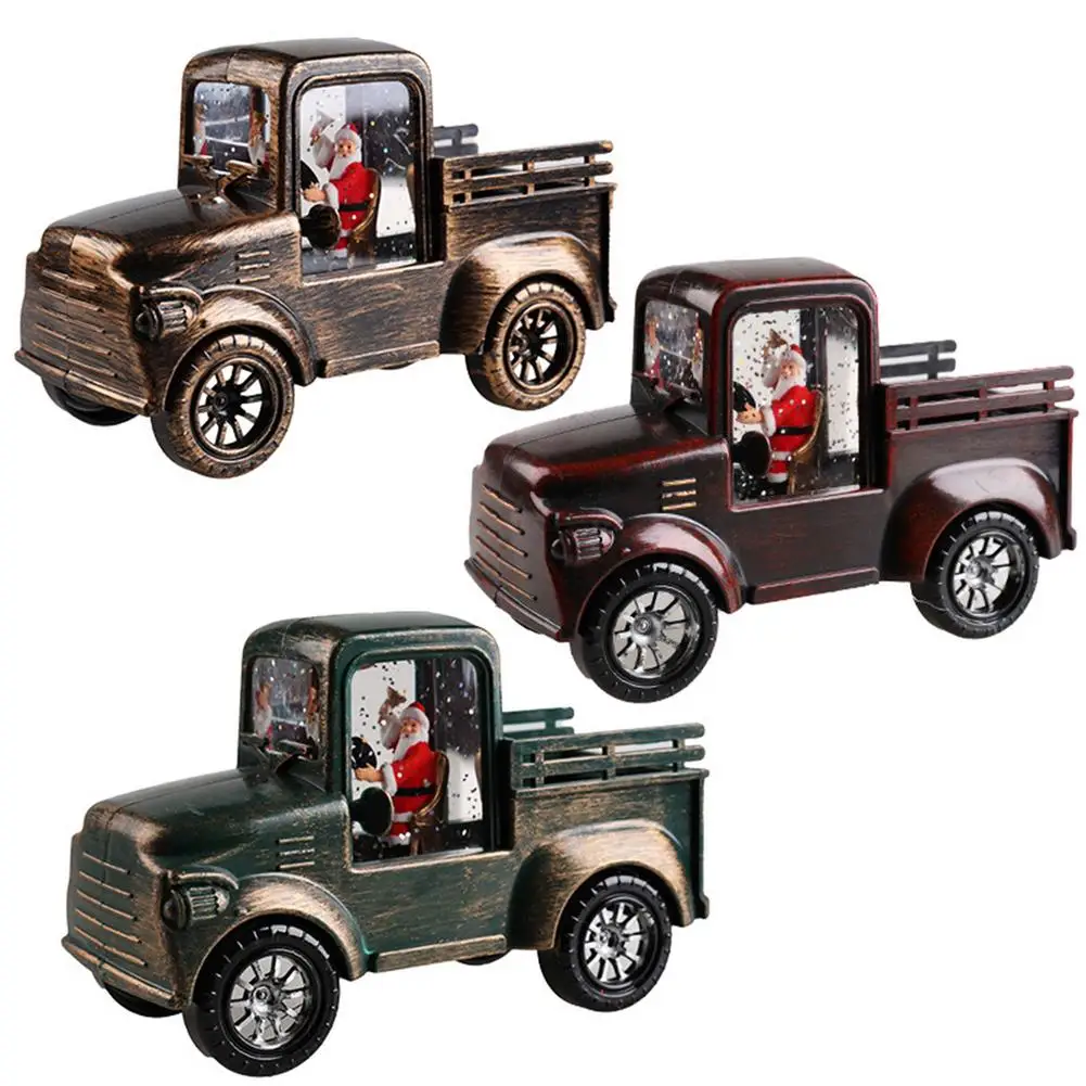 

Christmas Decoration Vintage Truck Mini Santa Claus Truck With LED Kids Toys Desktop Ornaments Christmas New Year Decoration