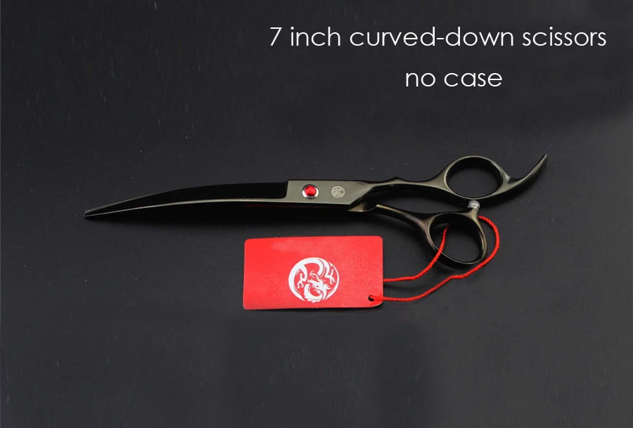 curved down no case Ножницы для ухода за домашними животными 7 дюймов профессиональные японские 440C ножницы для стрижки собак филировочные изогнутые ножницы для стрижки волос - Цвет: curved down no case