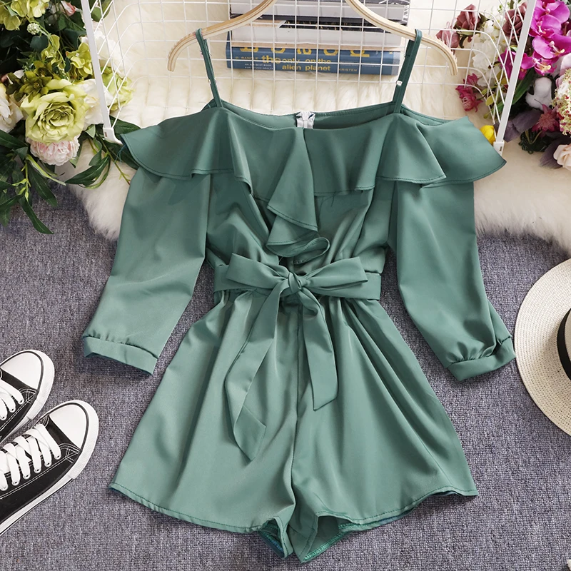 Женский короткий комбинезон на бретелях-спагетти повседневный пикантный с