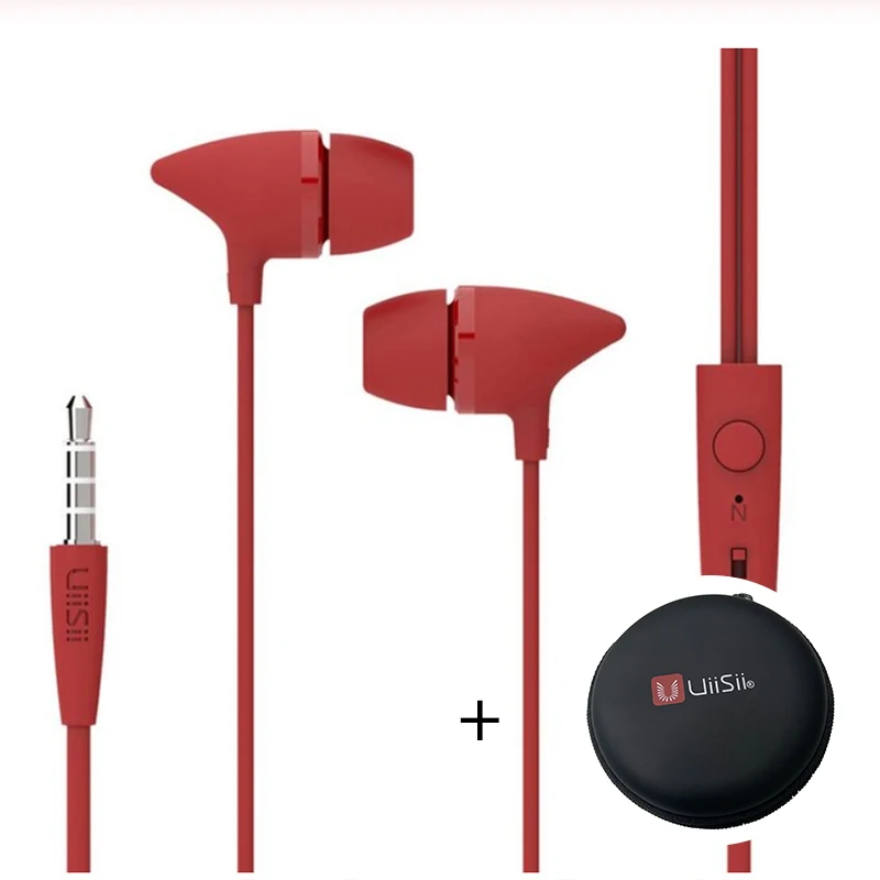 C100 Red And Box Uiisii наушники C100 в уши с микрофонный сабвуфер портативные наушники Игровые музыкальные спортивные наушники для IOS Android phone - Цвет: C100 Red And Box