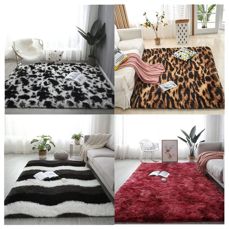 

Silky Fluffy Carpet Long Plush Material Shaggy Rug Children'S Play Mats Sofa Living Bedroom Bedside Mat Carpets Plush Floor Mat