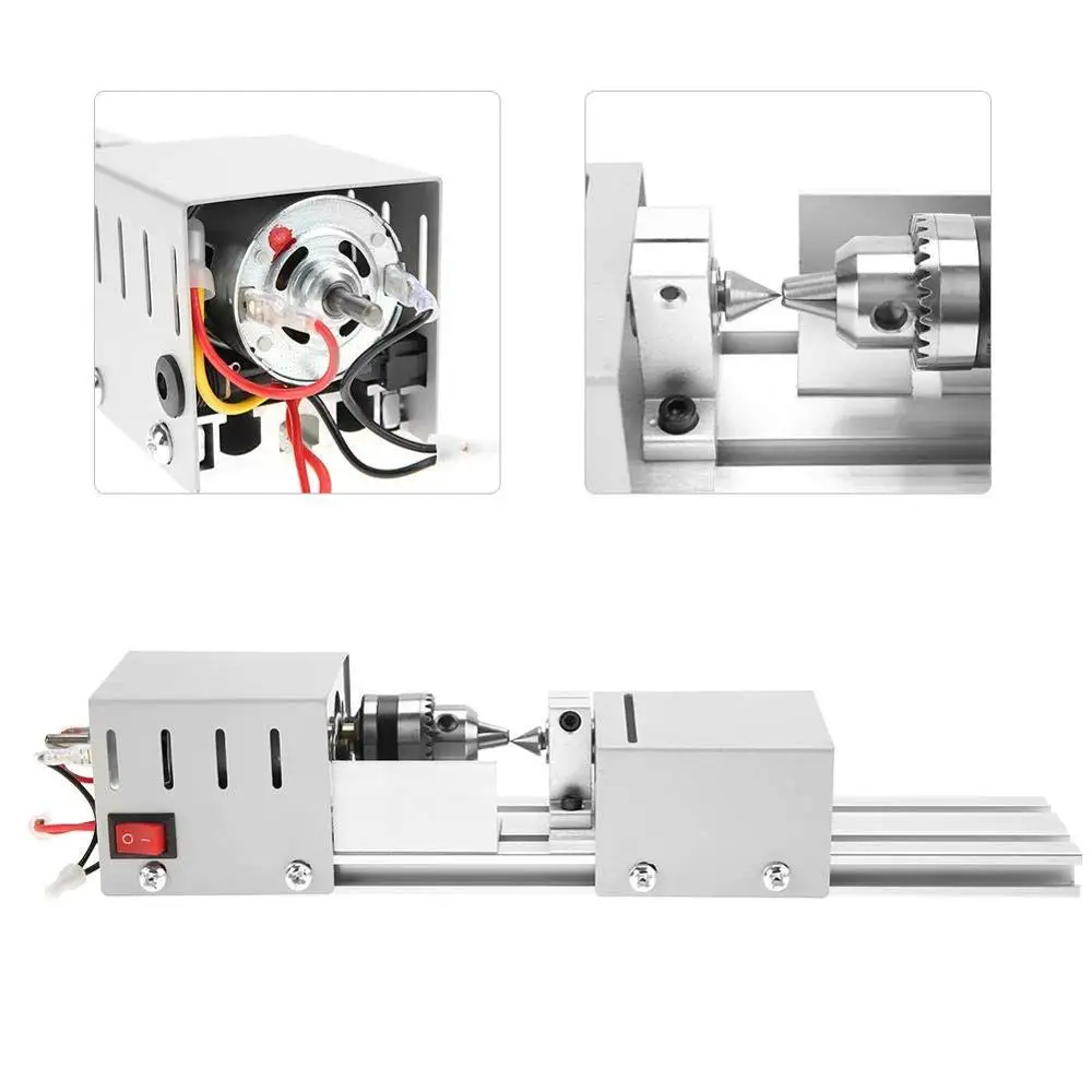 DC12-24V 96W Mini Lathe Beads Machine Woodwork DIY Standard Set with Power carving cutter Wood Tool Grinding | Инструменты