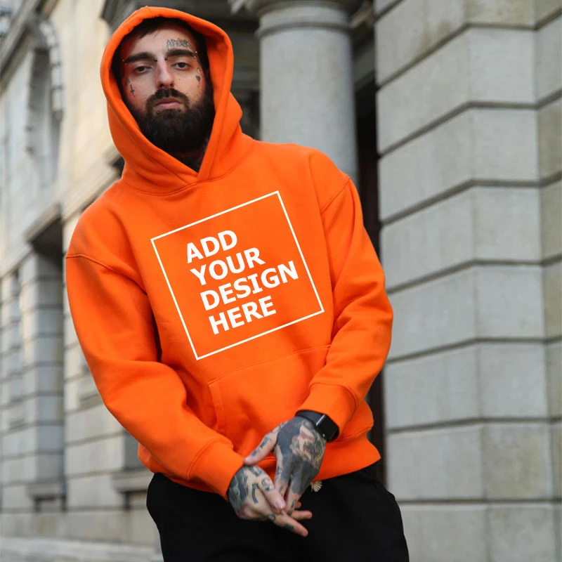 Толстовки мужские зимние на флисе оранжевые розовые | Мужская одежда
