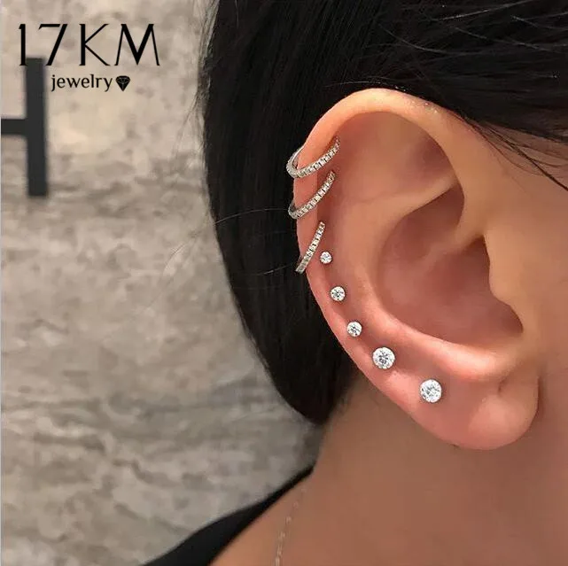 Комплект женских серег-гвоздиков в богемном стиле со звездой и кристаллами |