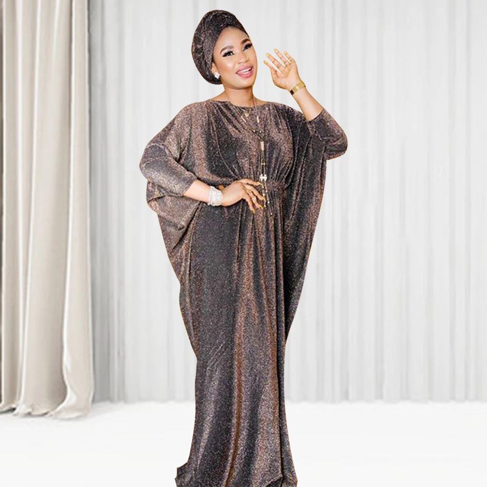 

Вечерние платья для женщин 2021 элегантное однотонное платье с О-образным вырезом с высокой талией африканские праздничные платья макси модн...