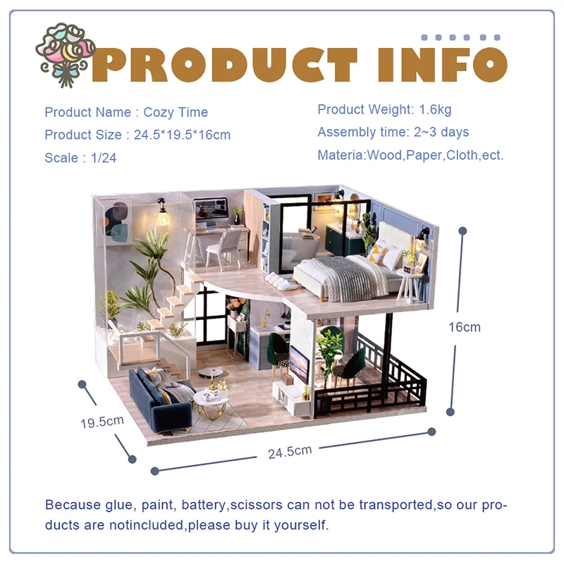 cutebee diy dollhouse kit wooden doll houses miniature dollhouse furniture kit with led toys for children birthday gift l32 free global shipping
