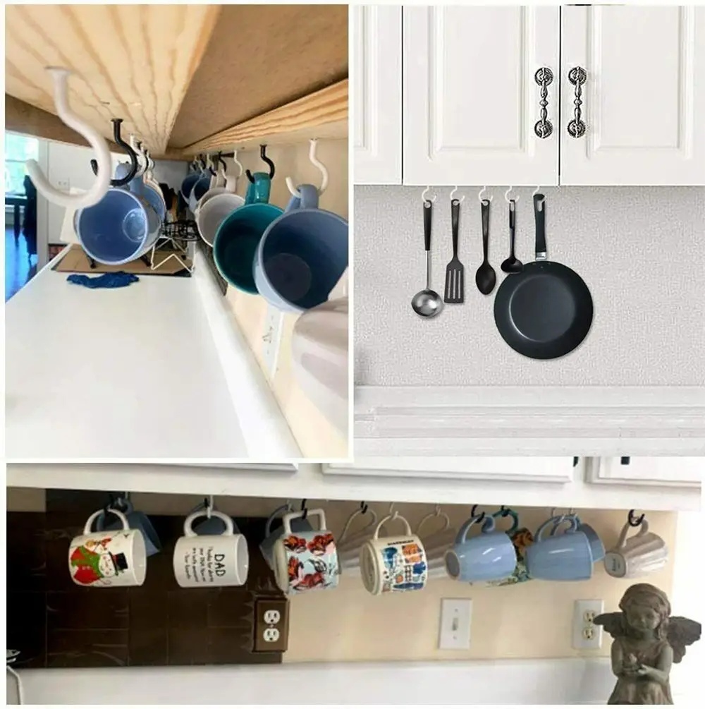 

10pcs/Set 3colors Mug Shouldered Hanger Cup Hooks for Bathroom and Bedroom Wall Clothing Hook Screw-In Ceiling Hook Accessories