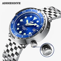 addiesdive 30atm mens diver watch nh35 automatic mechanical watch 316l steel leather rubber band sapphire crystal luminous dial