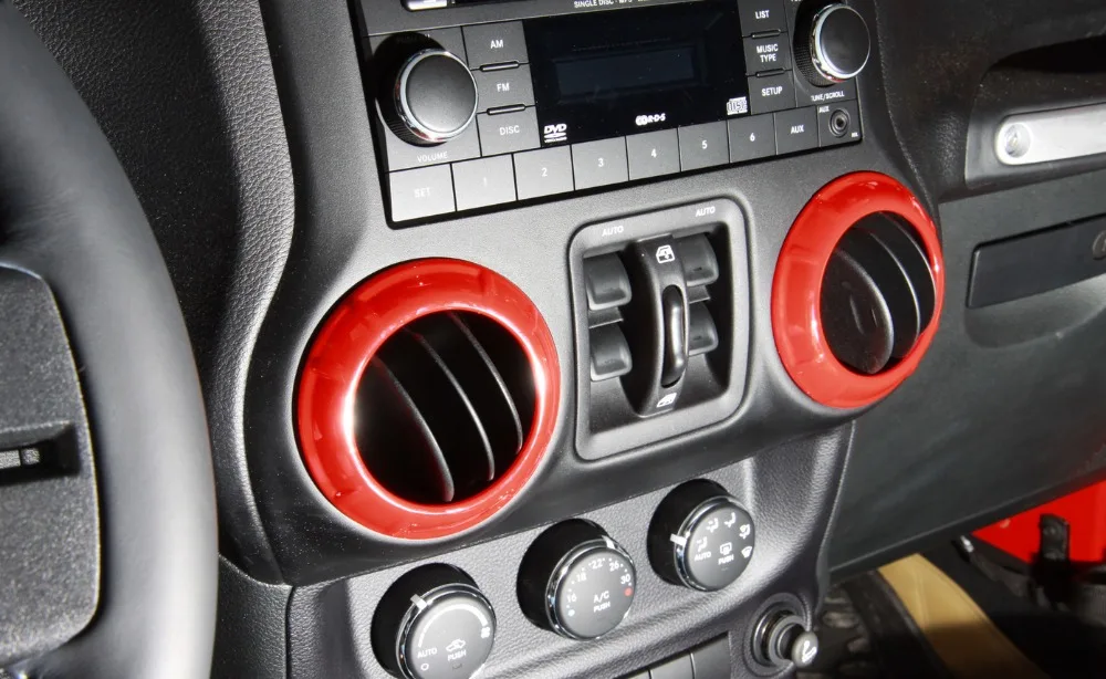 Для Jeep Wrangler JK 2011- аксессуары для салона автомобиля костюмы украшения 4 двери автомобиля Стайлинг хром красный синий карбоновое волокно 18 шт