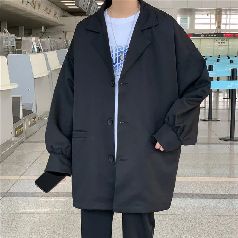 

Autumn Black Formal Blazer Men's Fashion Society Mens Suit Jacket Korean Loose Casual Dress Jacket Men Large Size M-5XL
