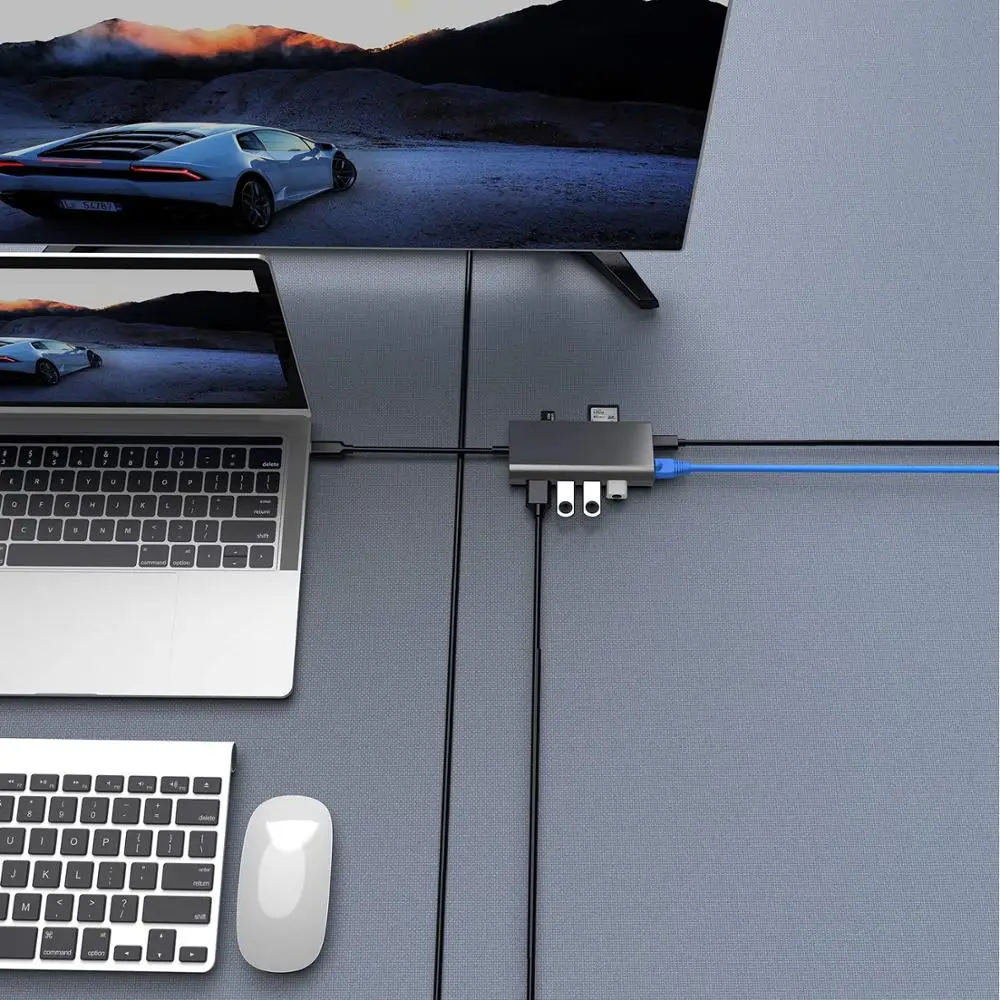 USB C HUB USB-C Type-c to Multi 3.0 HDMI-compatible 4k RJ45 Power Adapter Type HAB Splitter For Macbook Pro Air | Электроника