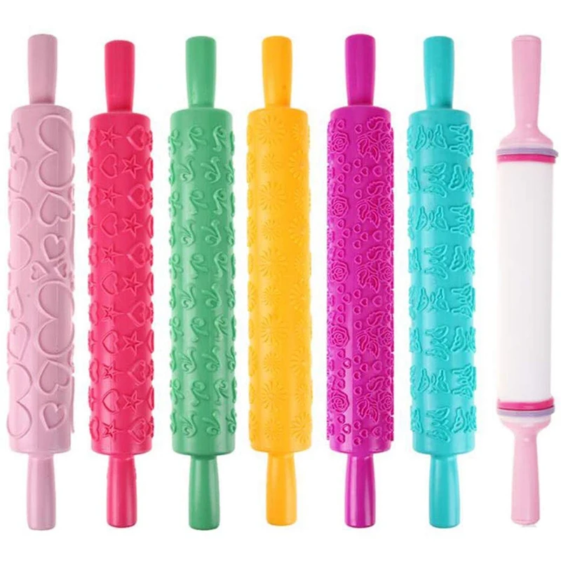 7 различных узоров антипригарная Скалка пластиковый цветок текстурированный