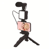 smartphone video kit microphone led selfie tripod phone holder photography lighting video recording set for live vlog conference