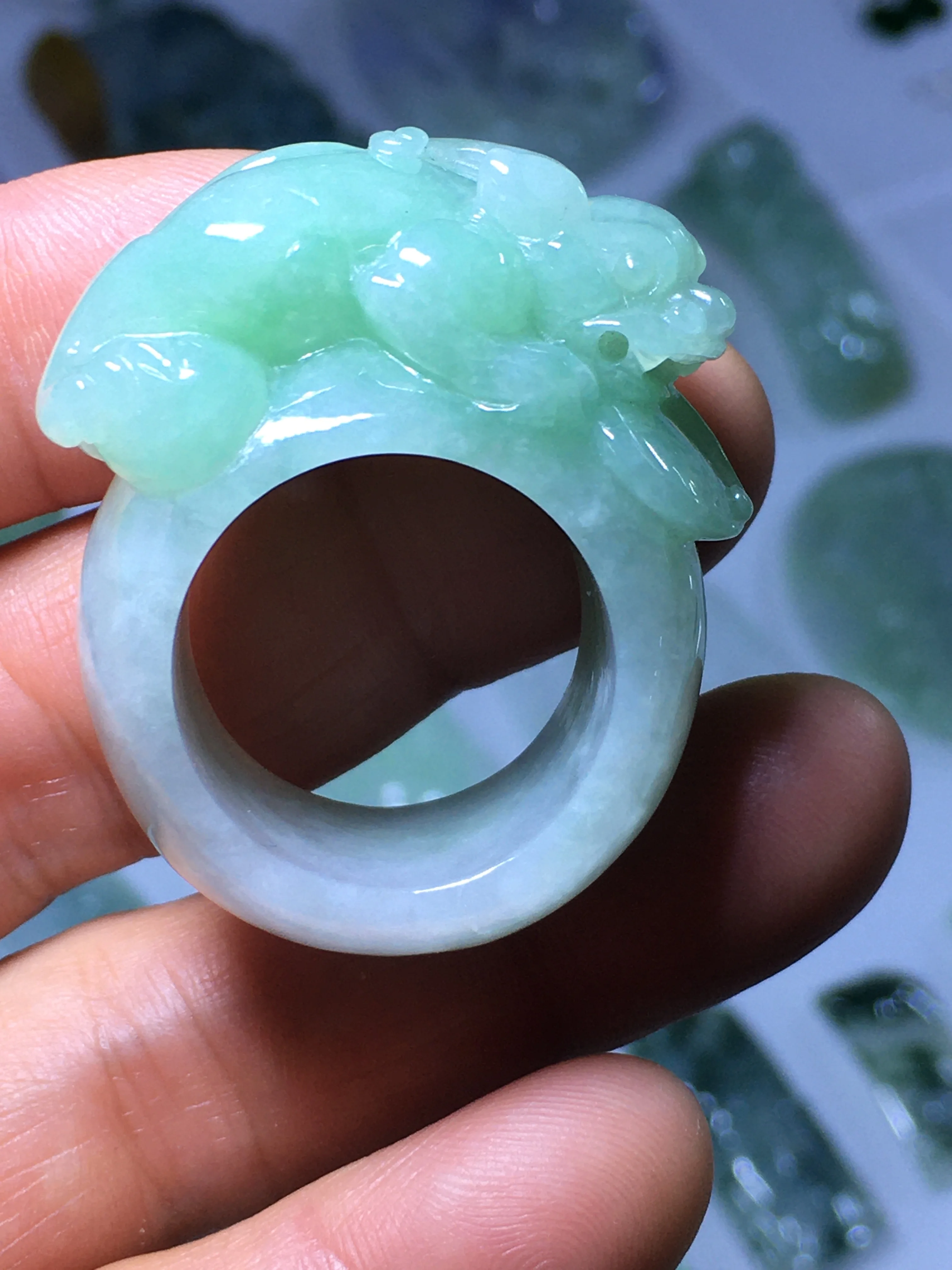 

Natural Myanmar green jade ring hand-carved brave troops jadeite jade women men rings natural stone real jade jewelry inner 20mm