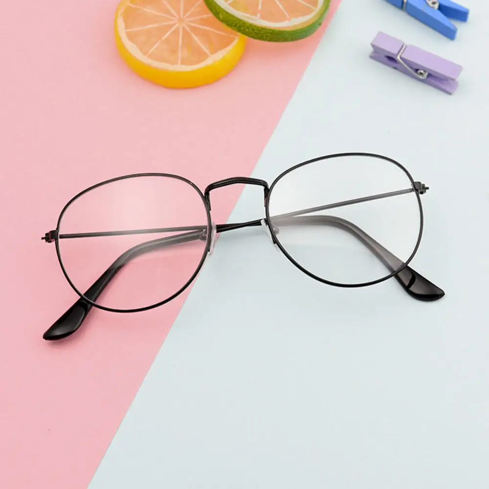 

Flat Unisex Glasses Fashion Women Men New Arrival Ultra Light Decorative Glasses Round Retro No Degree Metal Decoration