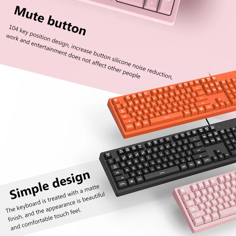 USB Проводная игровая клавиатура с 104 клавишами Механическая имитацией ощущений