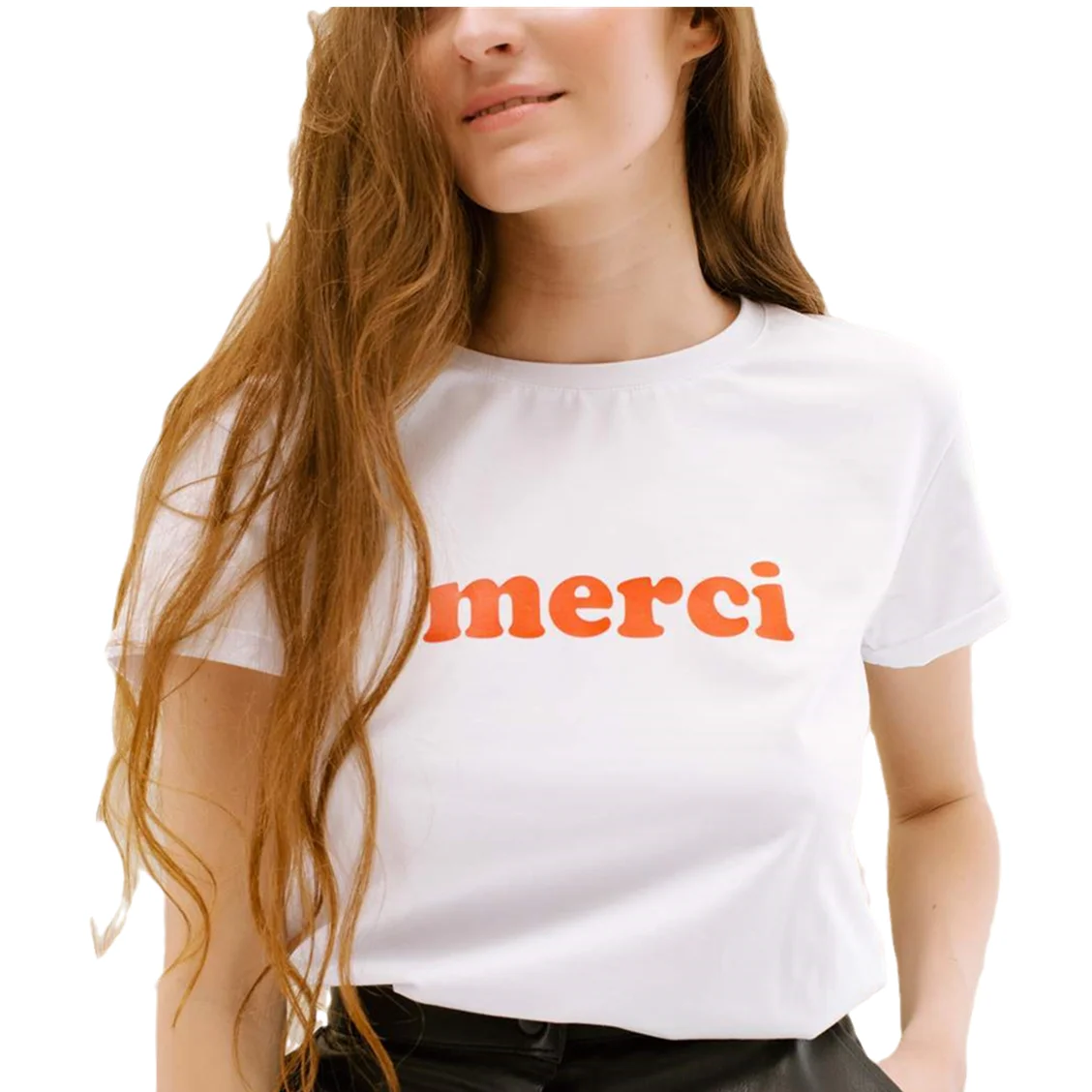 Летняя женская футболка с французским надписью спасибо Женская хлопковая