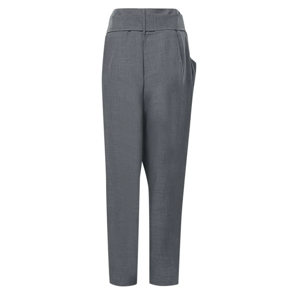 

Harem Pants Plus Size S-5XL Women's Casual Loose High Waist Lace Up Strap Solid One Side Pocket Trousers Comfort Pants