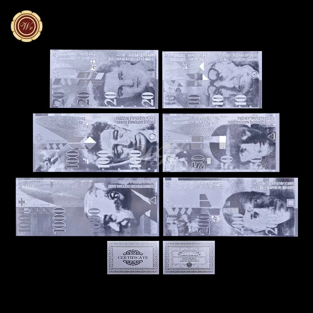 WR 6 шт./лот золотые швейцарские банкноты с рамкой серебряные Поддельные Банкноты