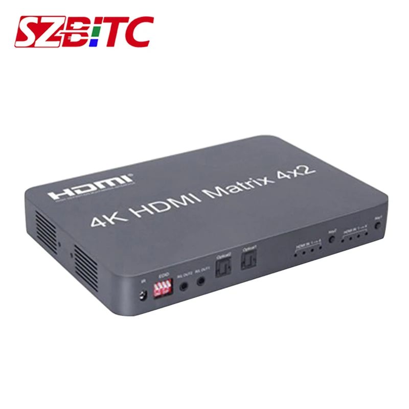 SZBITC HDMI матрица 4x2 4K @ 60 Гц видео переключатель сплиттер 4 в 2 выхода EDID с ИК пультом