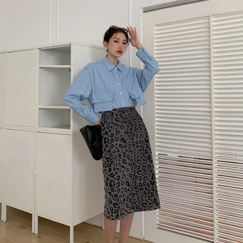 

Streetwear Leopard Print Skirt Women Elegant Retro High Waist Harajuku A-Liner Stylish Female Elegant Loose Casual Clothing