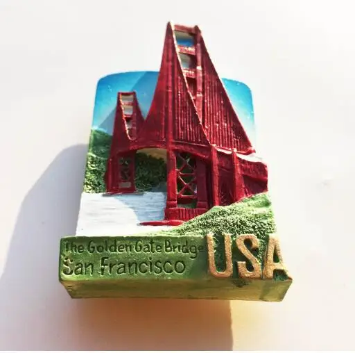 Мост с золотыми воротами Сан-Франциско Калифорния магнит на холодильник из смолы