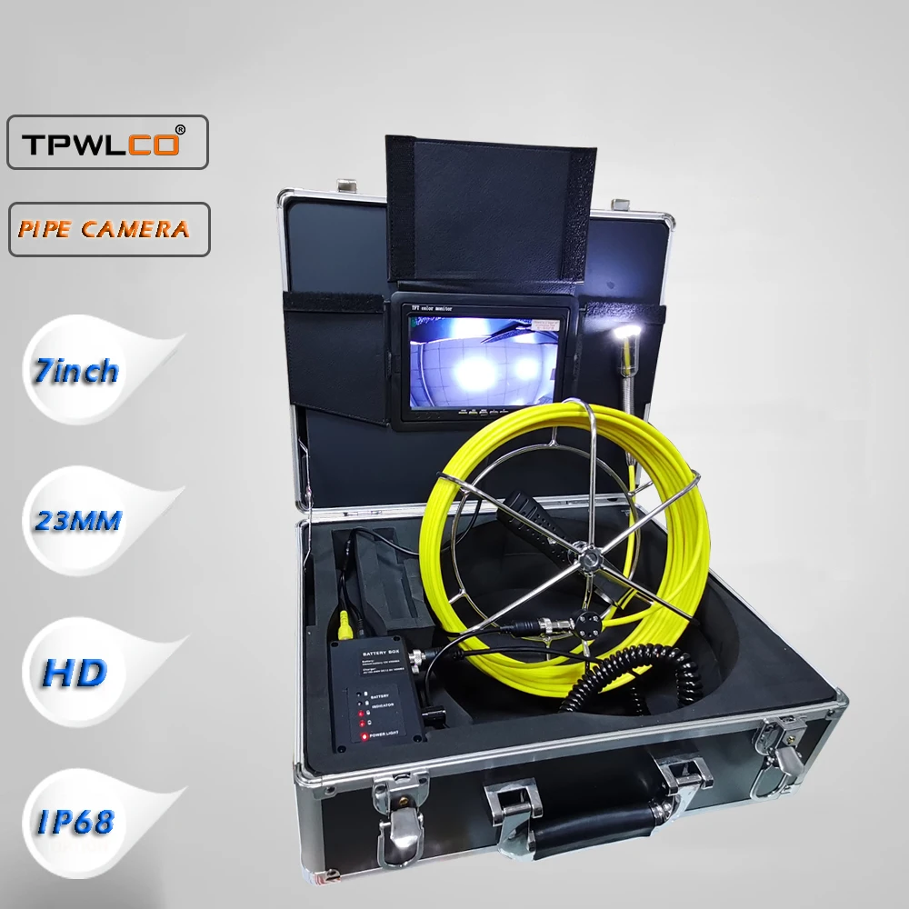 

7 Inch DVR Recorder 20m/30m/40m/50m Pipe Video Camera IP68 Waterproof 12 LEDs 120 Degree 23mm Pumbing Sewer Inspection Endoscope