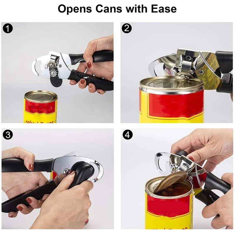 

Can Opener, Manual Can Opener, 4 in 1 Stainless Steel Bottle Opener with Ultra Sharp Cutting Great Handheld Can Openers