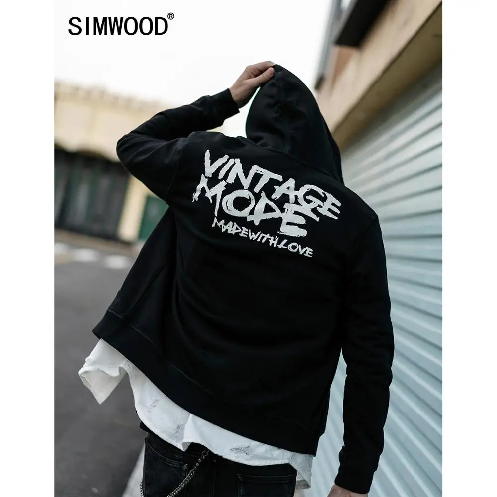 SIMWOOD 2021 весенние толстовки на молнии мужские уличные брендовая одежда размера