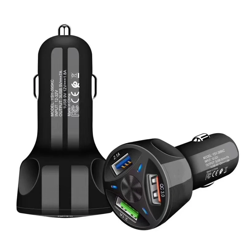 Black AIXXCO 3 порта USB Автомобильное зарядное устройство Quick Charge 3,0 Быстрая автомобильная прикуриватель для samsung huawei Xiaomi iphone автомобильное зарядное устройство QC 3,0 - Тип штекера: Black