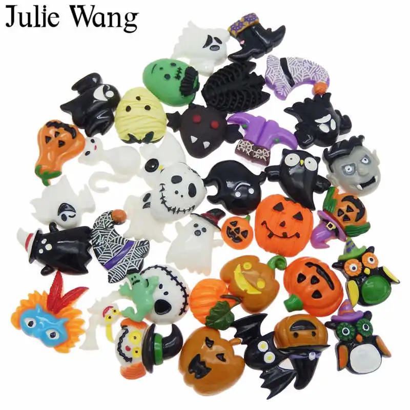 Julie Wang 20 шт. полимерные смешанные подвески на хэллоуин призрак тыква летучая мышь