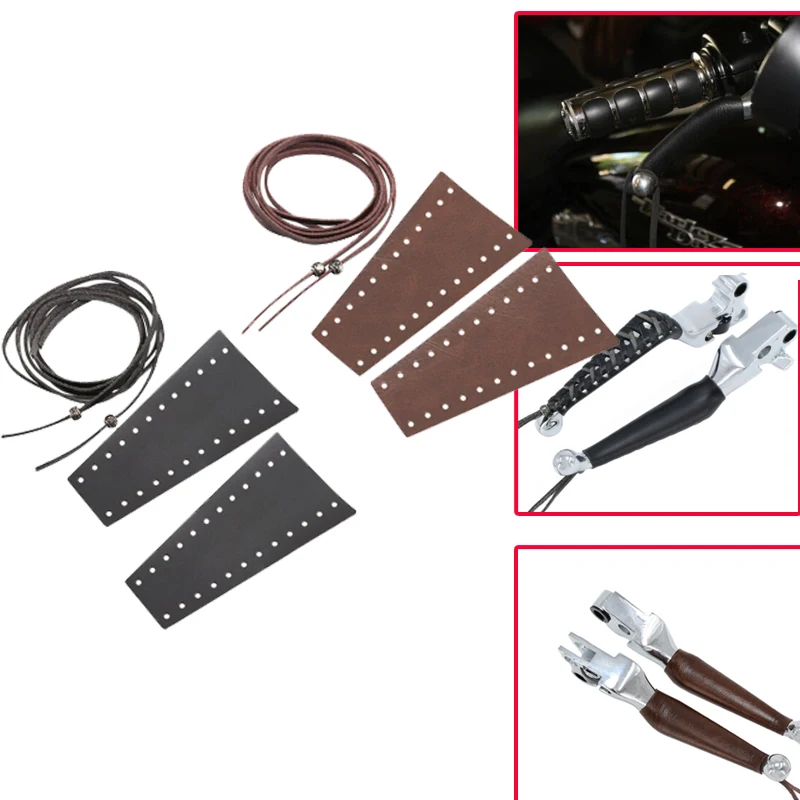 

Из искусственной кожи Грипсы для рукоятки мотоцикла, крышки дроссельной заслонки, ретро обертки для Harley Sportster Dyna для индийского разведчика, ...