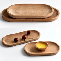 japanese style whole wood oval solid wood pan plate fruit dishes saucer tea tray dessert dinner plate tableware set