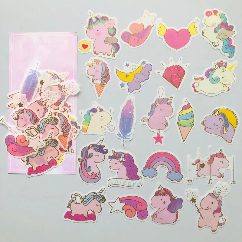 

60 pcs /Bag Pink Style Unicorn Paper Diary Stickers Decorative Album Notebook Decor
