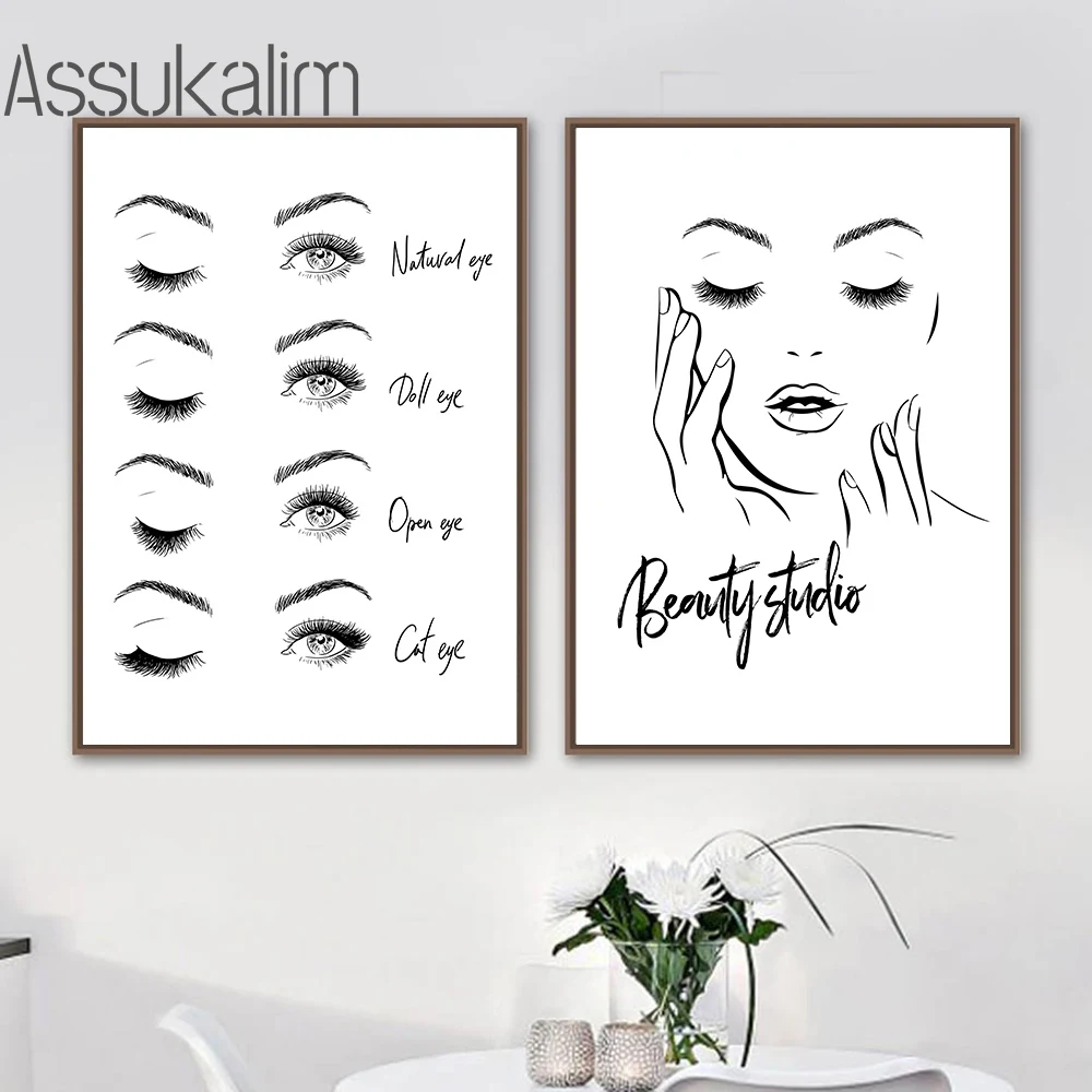 Красивый плакат для бровей и ресниц Художественная печать черно белая настенная