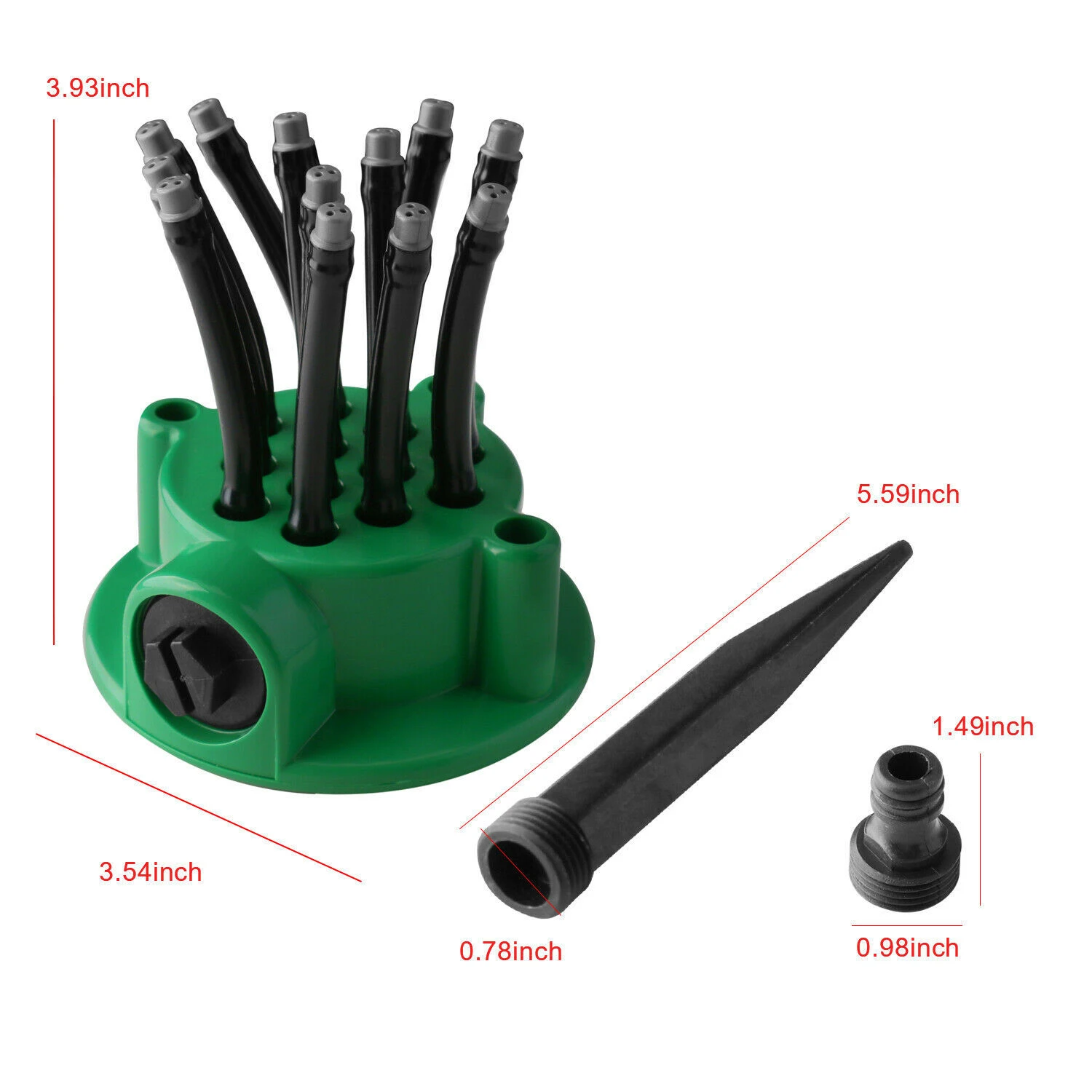 

12 Flexible Spray Nozzles Multi-Tips Garden Lawn Sprinkler Head Nozzle 360 Degree Rotating Lawn Sprinkler Patio Water Sprayer