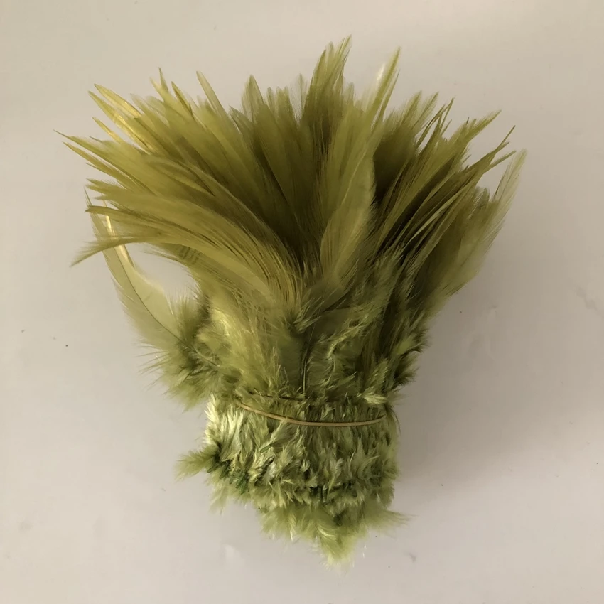 olive green 1 ярд карнавал куриные поясничные Hackle перо натянуто 4-6 дюймов/10-15 см воротник с гребнем отделка из перьев ленты с петухом ремесла кружева - Цвет: olive green