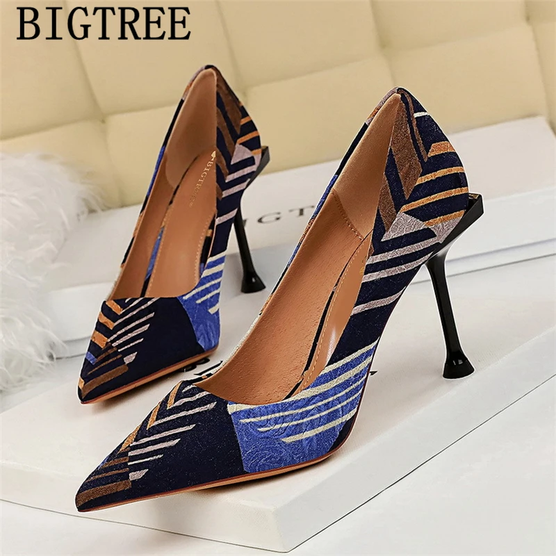 Туфли лодочки Bigtree женские дизайнерская обувь на очень высоком каблуке шпильке