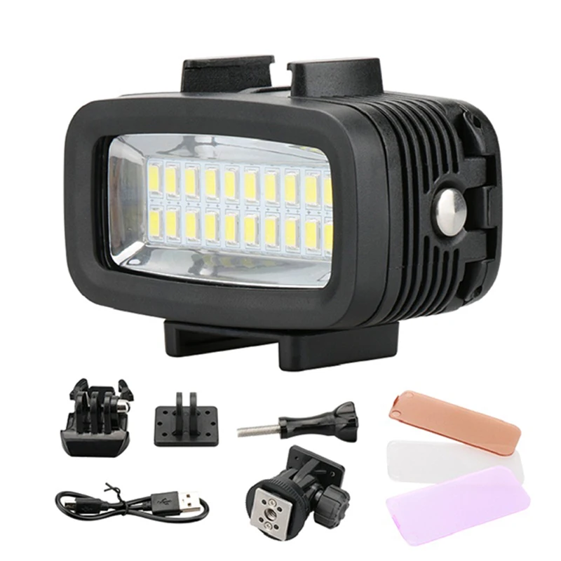 

IP65 Waterproof Bright LED Go Pro Video Light Dive Lamp for GoPro Hero 10 5 4 SJCAM Yi EKEN insta360 Osmo Action DSLR Camera