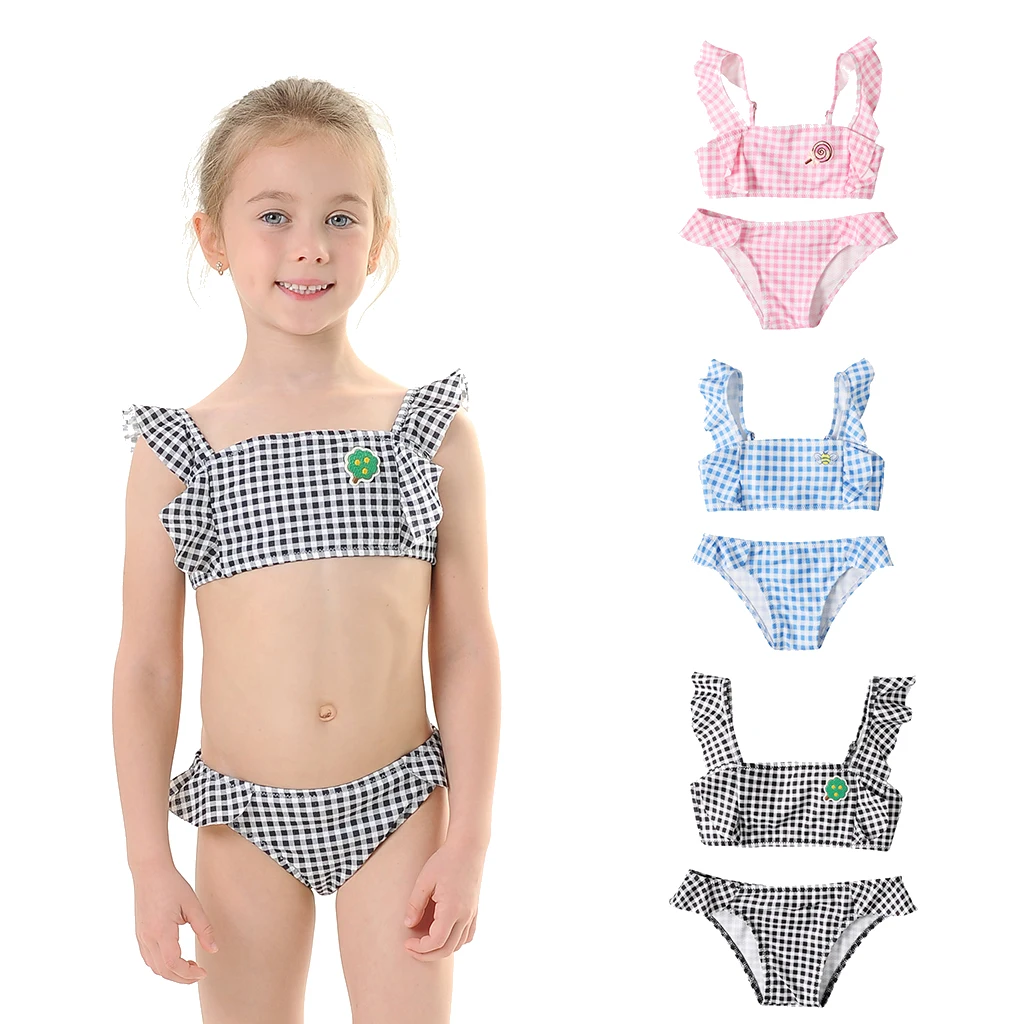 Новинка 2020 комплект бикини для маленьких девочек Классический купальник с