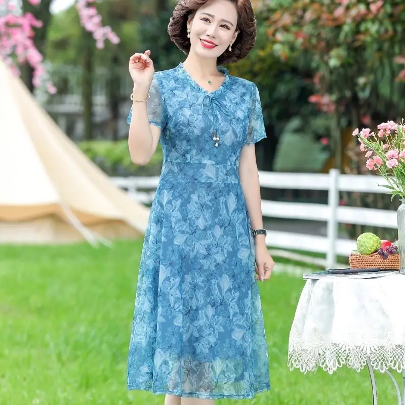 

Short-sleeved dress 2021 spring and summer fashion new foreign style all-match skirt floral women's dress