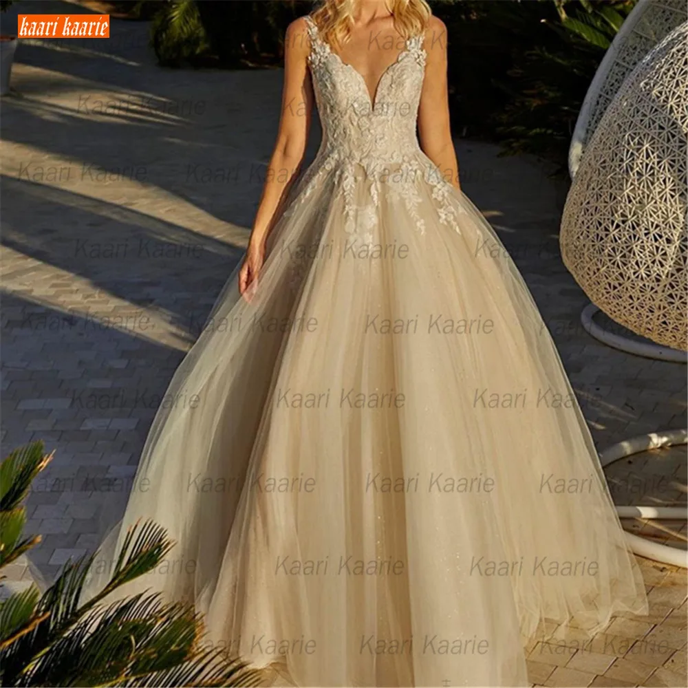 

Превосходное свадебное платье 2021, кружевное платье с аппликацией, индивидуальный пошив, с открытой спиной, ТРАПЕЦИЕВИДНОЕ платье невесты, в...
