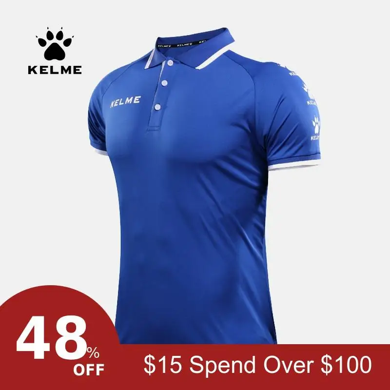 KELME мужская летняя тренировочная одежда, спортивные рубашки с коротким рукавом, топы поло 3871004