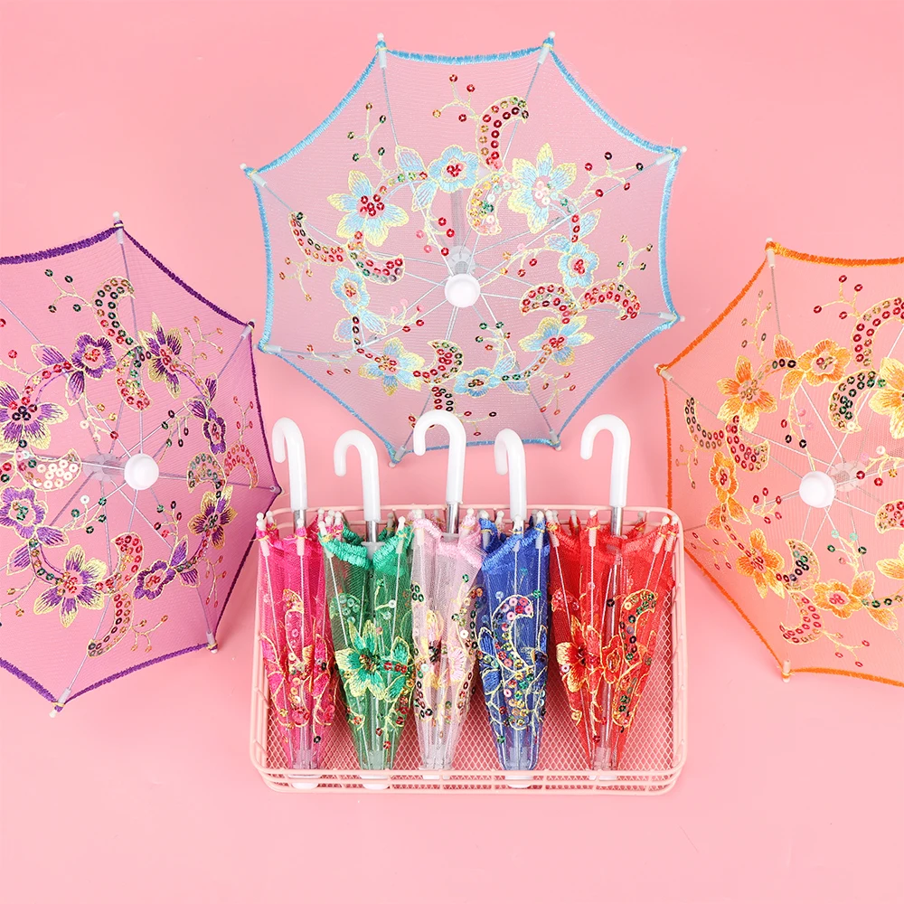 New Lace Mini Umbrella for Doll Elegant Fashion Embroidered Handmade Umbrellas Accessories Girls Toy Dolls Gifts | Игрушки и хобби