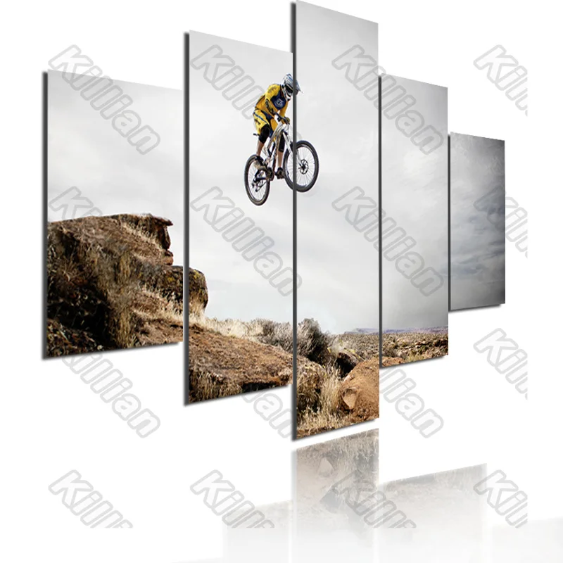 

Landscape Style Mural Canvas Paintings Modular Bed Home Decor Prints 5 Pieces Mountain Bike Decoration Living Room Fresco