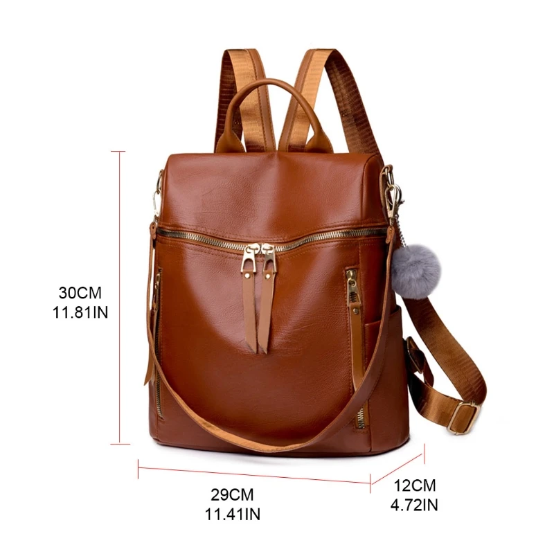 

Women Faux Leather Backpack Purse Multi Pockets Shoulder Bag Convertible Handbag 50LD