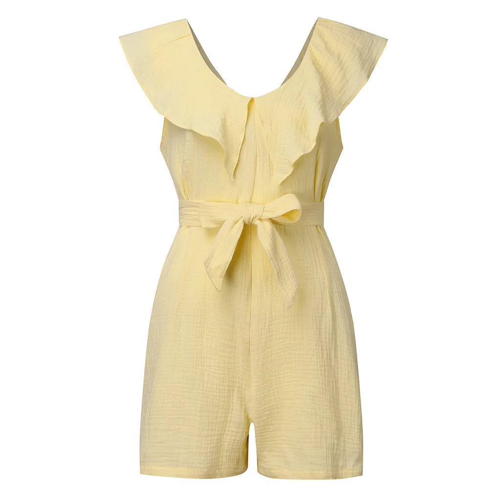 Женский короткий комбинезон с рукавами воланами и карманами|Комбинезоны c