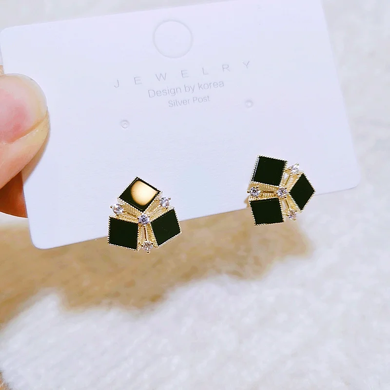 Женские Геометрические серьги-гвоздики корейские квадратные серьги с